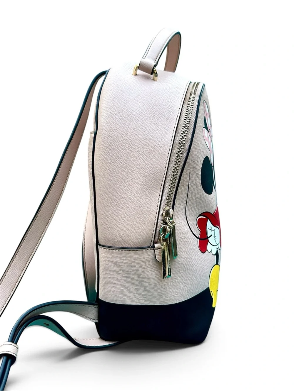 kate spade Cream, Black & Multicolor Minnie Mouse Leather Backpack